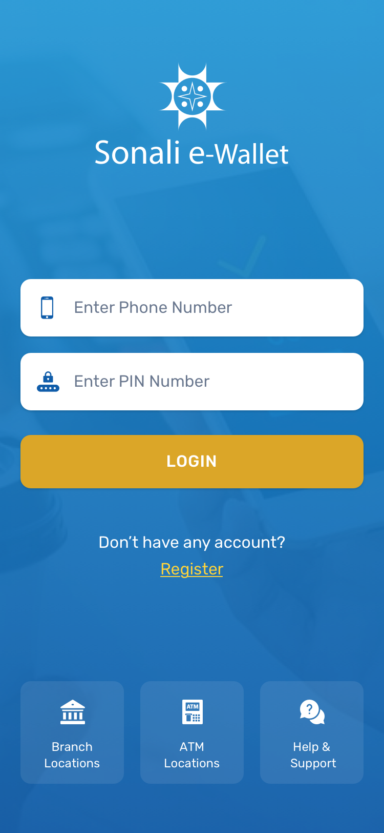 Digital financial transaction interface for Sonali e-Wallet.